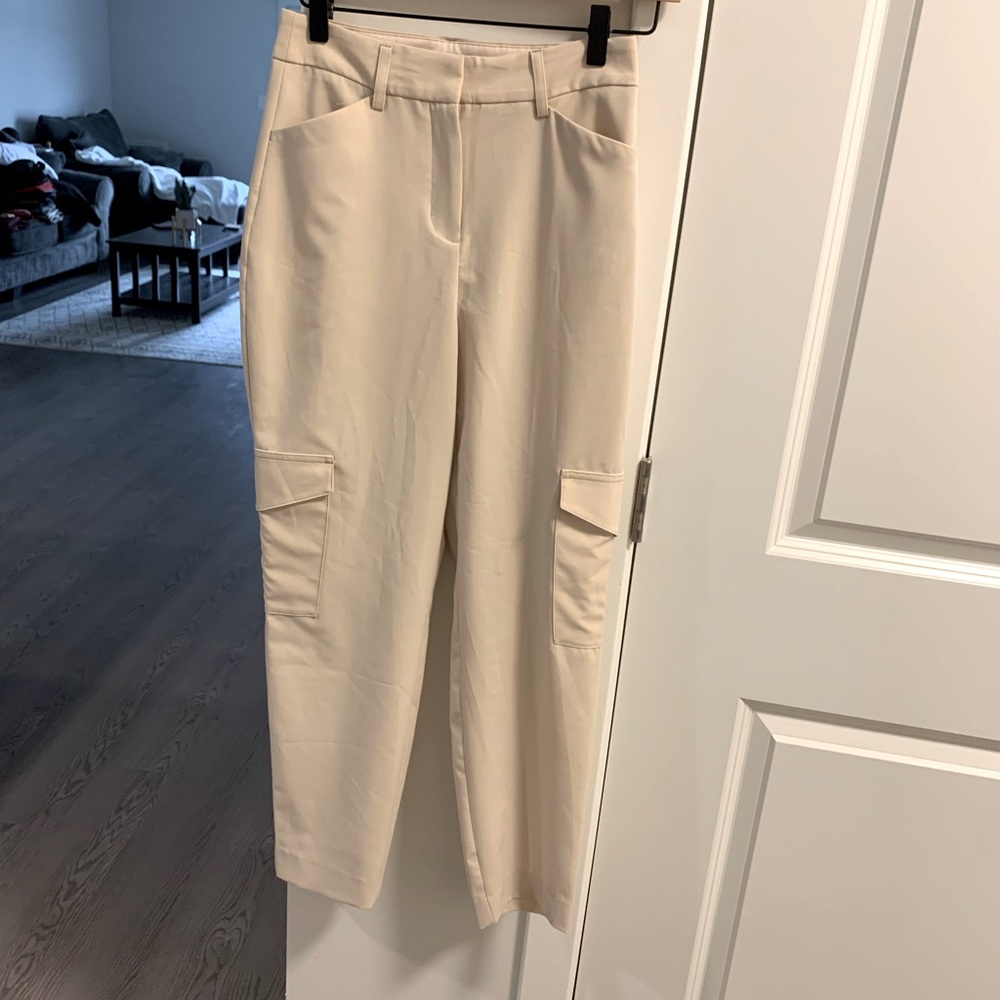 Express cropped high rise dress pant in beige